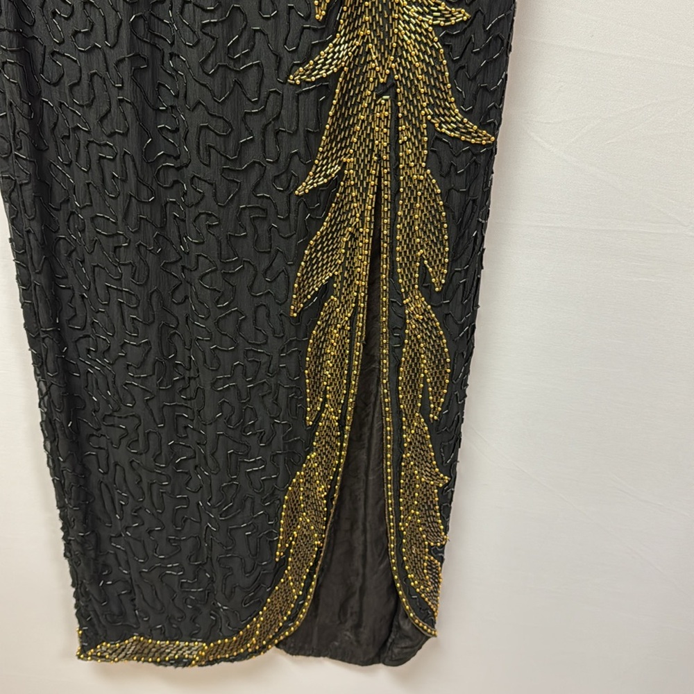 NagPal Inc Dress Beaded Vintage Black and Gold Size Medium - Picture 4 of 7